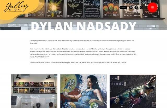 Gallery-Night-Pensacola-Featured-Artist Featured Artist page on the Gallery Night Pensacola website