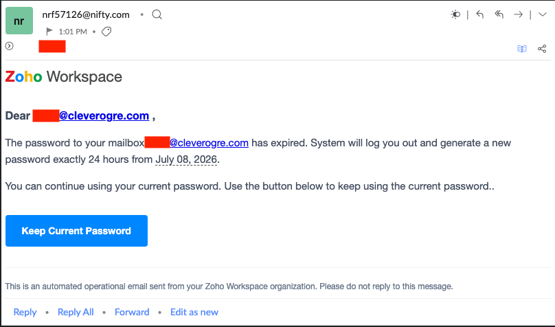 Expired Password Phishing Email Scam